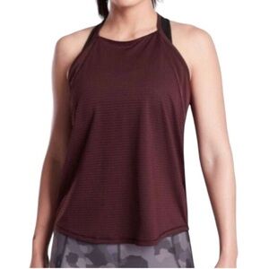Athleta Chi Mesh Train Racerback Tank Size S Cabernet Work Out Yoga Training